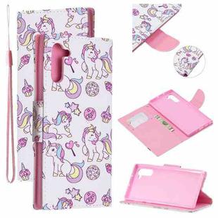 For Samsung Galaxy Note10 Colored Drawing Pattern Cross Texture Horizontal Flip PU Leather Case with Holder & Card Slots & Wallet(Ice Cream Unicorn)