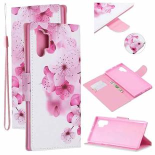 For Samsung Galaxy Note10+ Colored Drawing Pattern Cross Texture Horizontal Flip PU Leather Case with Holder & Card Slots & Wallet(Peach Blossom)