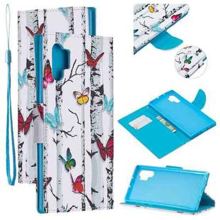 For Samsung Galaxy Note10+ Colored Drawing Pattern Cross Texture Horizontal Flip PU Leather Case with Holder & Card Slots & Wallet(Butterfly Tree)
