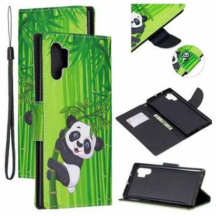 For Samsung Galaxy Note10+ Colored Drawing Pattern Cross Texture Horizontal Flip PU Leather Case with Holder & Card Slots & Wallet(Panda Bamboo)