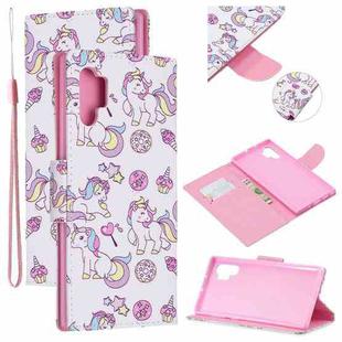 For Samsung Galaxy Note10+ Colored Drawing Pattern Cross Texture Horizontal Flip PU Leather Case with Holder & Card Slots & Wallet(Ice Cream Unicorn)