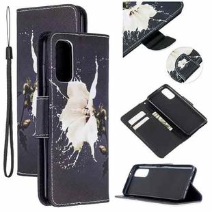 For Samsung Galaxy S20 Colored Drawing Pattern Cross Texture Horizontal Flip PU Leather Case with Holder & Card Slots & Wallet(White Flower)