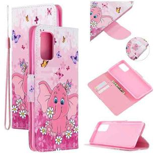 For Samsung Galaxy S20+ Colored Drawing Pattern Cross Texture Horizontal Flip PU Leather Case with Holder & Card Slots & Wallet(Butterfly Elephant)