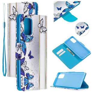 For Samsung Galaxy S20+ Colored Drawing Pattern Cross Texture Horizontal Flip PU Leather Case with Holder & Card Slots & Wallet(Blue Butterfly)