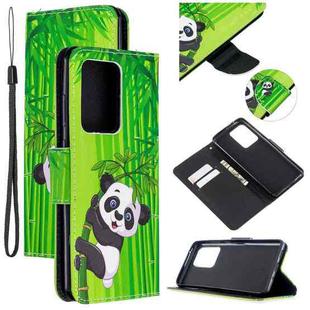 For Samsung Galaxy S20 Ultra Colored Drawing Pattern Cross Texture Horizontal Flip PU Leather Case with Holder & Card Slots & Wallet(Panda Bamboo)