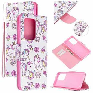 For Samsung Galaxy S20 Ultra Colored Drawing Pattern Cross Texture Horizontal Flip PU Leather Case with Holder & Card Slots & Wallet(Ice Cream Unicorn)