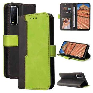 For vivo Y20 / Y20i / Y20s / Y12s / Y30 China Business Stitching-Color Horizontal Flip PU Leather Case with Holder & Card Slots & Photo Frame(Green)