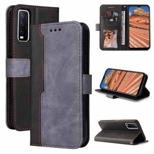 For vivo Y20 / Y20i / Y20s / Y12s / Y30 China Business Stitching-Color Horizontal Flip PU Leather Case with Holder & Card Slots & Photo Frame(Grey)