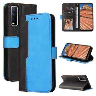 For vivo Y20 / Y20i / Y20s / Y12s / Y30 China Business Stitching-Color Horizontal Flip PU Leather Case with Holder & Card Slots & Photo Frame(Blue)