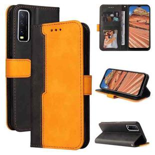 For vivo Y20 / Y20i / Y20s / Y12s / Y30 China Business Stitching-Color Horizontal Flip PU Leather Case with Holder & Card Slots & Photo Frame(Orange)