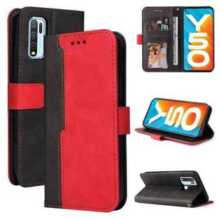 For vivo Y50 / Y30 Global Business Stitching-Color Horizontal Flip PU Leather Case with Holder & Card Slots & Photo Frame(Red)