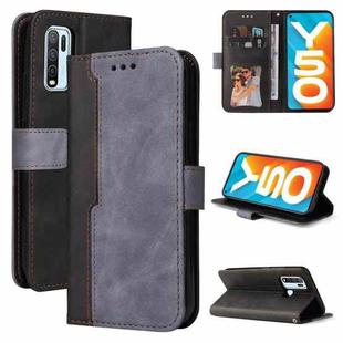 For vivo Y50 / Y30 Global Business Stitching-Color Horizontal Flip PU Leather Case with Holder & Card Slots & Photo Frame(Grey)