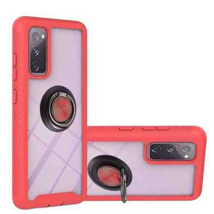 For Samsung Galaxy S20 FE 4G / 5G Starry Sky Solid Color Series Shockproof PC + TPU Protective Case with Ring Holder & Magnetic Function(Red)