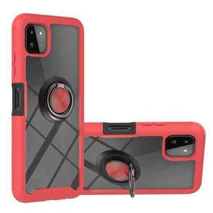 For Samsung Galaxy A22 5G Starry Sky Solid Color Series Shockproof PC + TPU Protective Case with Ring Holder & Magnetic Function(Red)