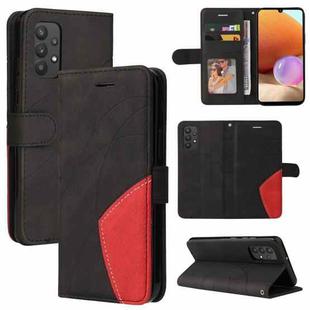For Samsung Galaxy A32 4G Dual-color Splicing Horizontal Flip PU Leather Case with Holder & Card Slots & Wallet(Black)