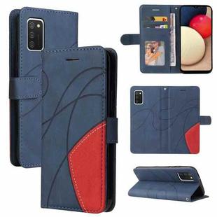 For Samsung Galaxy A02s US Version Dual-color Splicing Horizontal Flip PU Leather Case with Holder & Card Slots & Wallet(Blue)