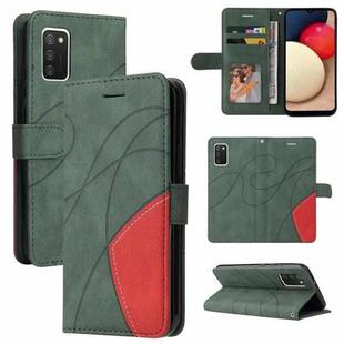 For Samsung Galaxy A02s US Version Dual-color Splicing Horizontal Flip PU Leather Case with Holder & Card Slots & Wallet(Green)