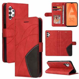 For Samsung Galaxy A32 5G Dual-color Splicing Horizontal Flip PU Leather Case with Holder & Card Slots & Wallet(Red)