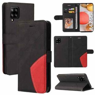 For Samsung Galaxy A42 5G Dual-color Splicing Horizontal Flip PU Leather Case with Holder & Card Slots & Wallet(Black)