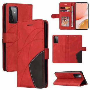 For Samsung Galaxy A72 5G / 4G Dual-color Splicing Horizontal Flip PU Leather Case with Holder & Card Slots & Wallet(Red)