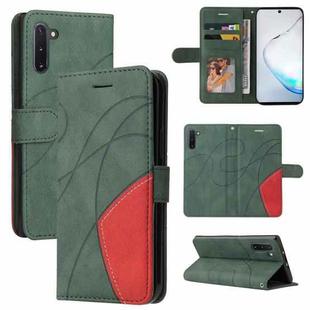 For Samsung Galaxy Note10 Dual-color Splicing Horizontal Flip PU Leather Case with Holder & Card Slots & Wallet(Green)
