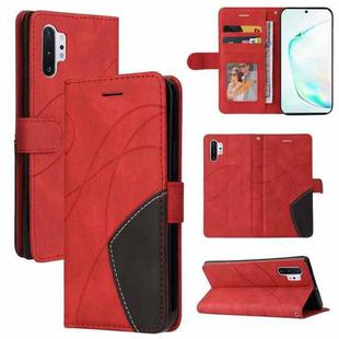 For Samsung Galaxy Note10+ Dual-color Splicing Horizontal Flip PU Leather Case with Holder & Card Slots & Wallet(Red)