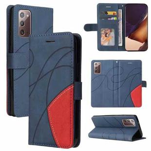 For Samsung Galaxy Note20 Dual-color Splicing Horizontal Flip PU Leather Case with Holder & Card Slots & Wallet(Blue)