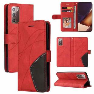 For Samsung Galaxy Note20 Dual-color Splicing Horizontal Flip PU Leather Case with Holder & Card Slots & Wallet(Red)