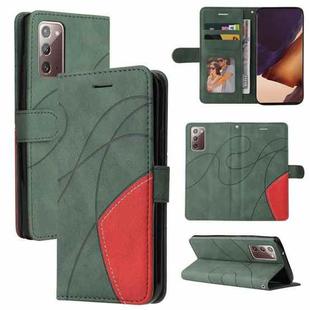For Samsung Galaxy Note20 Dual-color Splicing Horizontal Flip PU Leather Case with Holder & Card Slots & Wallet(Green)