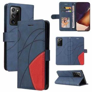 For Samsung Galaxy Note20 Ultra Dual-color Splicing Horizontal Flip PU Leather Case with Holder & Card Slots & Wallet(Blue)