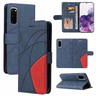 For Samsung Galaxy S20 Dual-color Splicing Horizontal Flip PU Leather Case with Holder & Card Slots & Wallet(Blue)