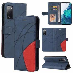 For Samsung Galaxy S20 FE 5G Dual-color Splicing Horizontal Flip PU Leather Case with Holder & Card Slots & Wallet(Blue)