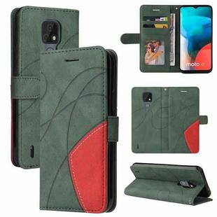 For Motorola Moto E7 Dual-color Splicing Horizontal Flip PU Leather Case with Holder & Card Slots & Wallet(Green)