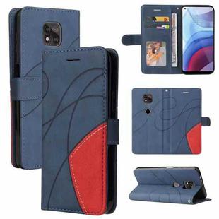 For Motorola Moto G Power 2021 Dual-color Splicing Horizontal Flip PU Leather Case with Holder & Card Slots & Wallet(Blue)