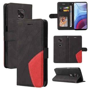 For Motorola Moto G Power 2021 Dual-color Splicing Horizontal Flip PU Leather Case with Holder & Card Slots & Wallet(Black)