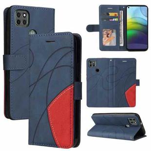 For Motorola Moto G9 Power Dual-color Splicing Horizontal Flip PU Leather Case with Holder & Card Slots & Wallet(Blue)