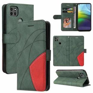 For Motorola Moto G9 Power Dual-color Splicing Horizontal Flip PU Leather Case with Holder & Card Slots & Wallet(Green)