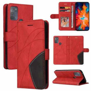 For Motorola Moto G50 Dual-color Splicing Horizontal Flip PU Leather Case with Holder & Card Slots & Wallet(Red)