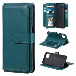 For OPPO A72 5G / A73 5G Multifunctional Magnetic Copper Buckle Horizontal Flip Solid Color Leather Case with 10 Card Slots & Wallet & Holder & Photo Frame(Dark Green)