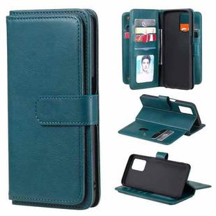 For OPPO Realme V13 5G Multifunctional Magnetic Copper Buckle Horizontal Flip Solid Color Leather Case with 10 Card Slots & Wallet & Holder & Photo Frame(Dark Green)