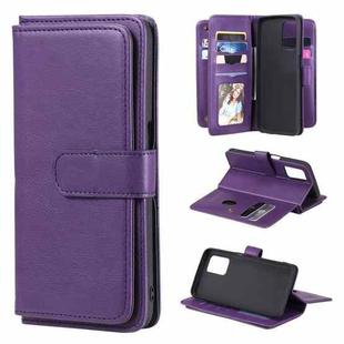 For OPPO Realme V13 5G Multifunctional Magnetic Copper Buckle Horizontal Flip Solid Color Leather Case with 10 Card Slots & Wallet & Holder & Photo Frame(Purple)