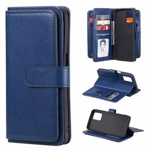 For OPPO Realme V13 5G Multifunctional Magnetic Copper Buckle Horizontal Flip Solid Color Leather Case with 10 Card Slots & Wallet & Holder & Photo Frame(Dark Blue)