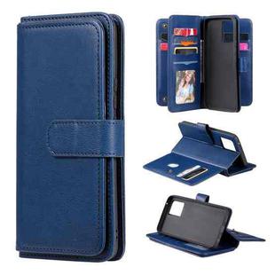 For OPPO Realme 8 Pro Multifunctional Magnetic Copper Buckle Horizontal Flip Solid Color Leather Case with 10 Card Slots & Wallet & Holder & Photo Frame(Dark Blue)