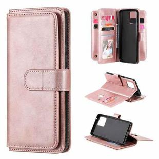 For OPPO Realme 8 Pro Multifunctional Magnetic Copper Buckle Horizontal Flip Solid Color Leather Case with 10 Card Slots & Wallet & Holder & Photo Frame(Rose Gold)