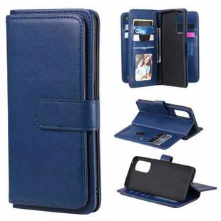 For OPPO Reno5 Pro 5G Multifunctional Magnetic Copper Buckle Horizontal Flip Solid Color Leather Case with 10 Card Slots & Wallet & Holder & Photo Frame(Dark Blue)