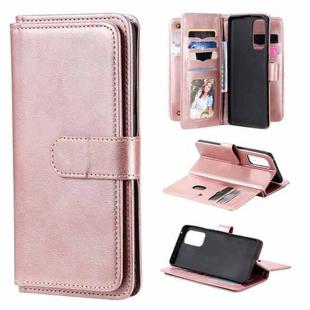 For OPPO Reno5 Pro 5G Multifunctional Magnetic Copper Buckle Horizontal Flip Solid Color Leather Case with 10 Card Slots & Wallet & Holder & Photo Frame(Rose Gold)