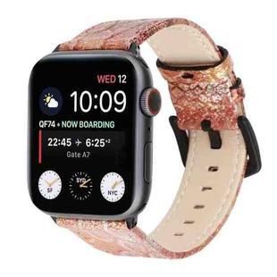 Snakeskin Leather Replacement Watch Band For Apple Watch Ultra 49mm / Series 8&7 45mm / SE 2&6&SE&5&4 44mm / 3&2&1 42mm(Gold)
