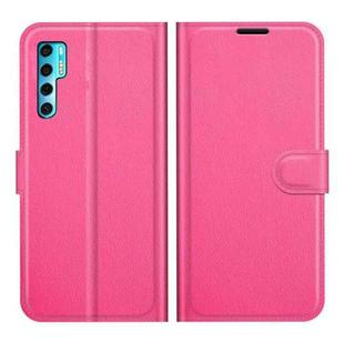 For TCL 20 Pro 5G Litchi Texture Horizontal Flip Protective Case with Holder & Card Slots & Wallet(Rose Red)