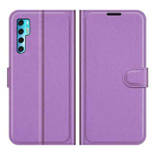 For TCL 20 Pro 5G Litchi Texture Horizontal Flip Protective Case with Holder & Card Slots & Wallet(Purple)