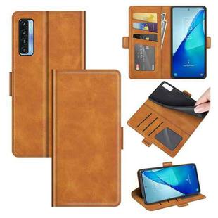 For TCL 20S / 20 5G / 20L Dual-side Magnetic Buckle Horizontal Flip Leather Case with Holder & Card Slots & Wallet(Yellow)